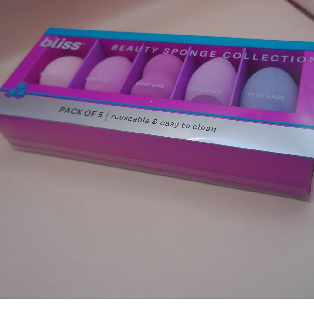 Bliss Beauty Sponge Collection Pack of 5 Makeup Blenders Pink Purple New